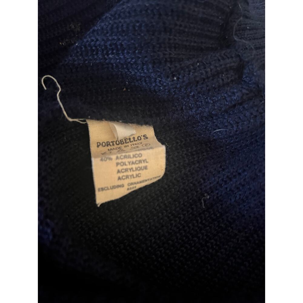 Portobellos VintageTwo-Button Knitted Sweate Blue Low Neck Long Sleeved - Picture 7 of 16